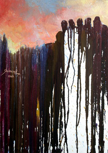 Shabnam Roya
<br><em>Laborious</em>, 2007
<br>Oil on canvas
<br>90 x 65 cm.