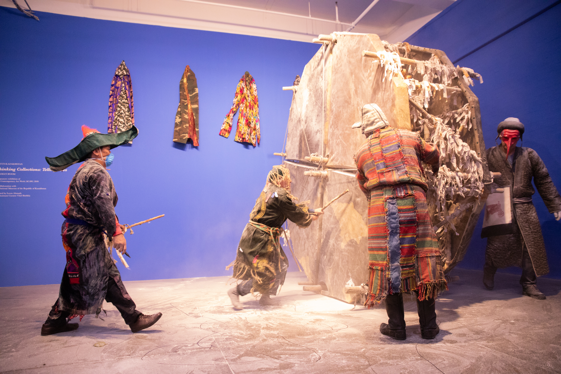 <center>Kyzyl Tractor Art Collective
<br><em>Purification</em>, 2018, Performance Documentation
<br>‘Focus Kazakhstan—Thinking Collections: Telling Tales’, October 14, 2018
<br>Courtesy of Asia Contemporary Art Week & The National Museum of Kazakhstan
<br>Photograph by Michael Wilson</center>